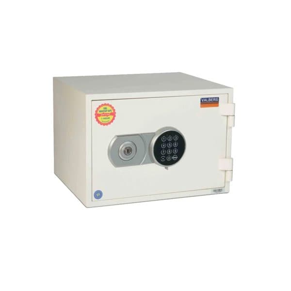 Valberg FRS-30 EL Fire-Resistant Safe – Digital & Key Lock, 60-Minute Fire Protection, White Finish
