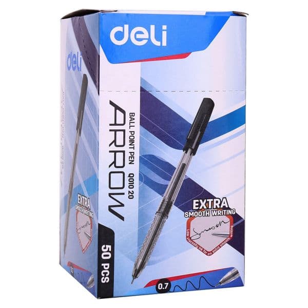 Deli Arrow 0.7mm Ballpoint Pen – Smooth Black Ink, Pack of 50 2
