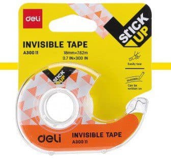 Deli EA30011 Invisible Tape with Dispenser – 18mm x 50m | Transparent Office & School Adhesive Tape