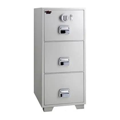 Eagle SF-680 3EKX Fireproof 3-Drawer Filing Cabinet – 90-Min Fire Rated, Dual Electronic + Key Lock, Heavy-Duty Fire Resistant Document Safe – Grey
