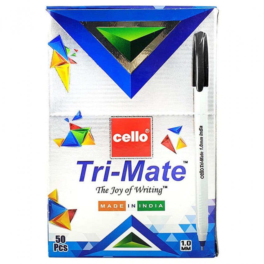 Cello Trimate Ball Pen, 1.0mm, Black (Pack of 50)