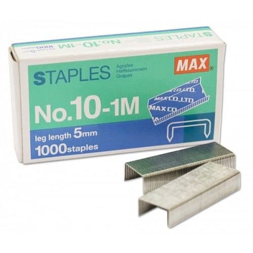 Max Stapler Pin No 10 – Pack of 20, Compatible Staples for Office Use