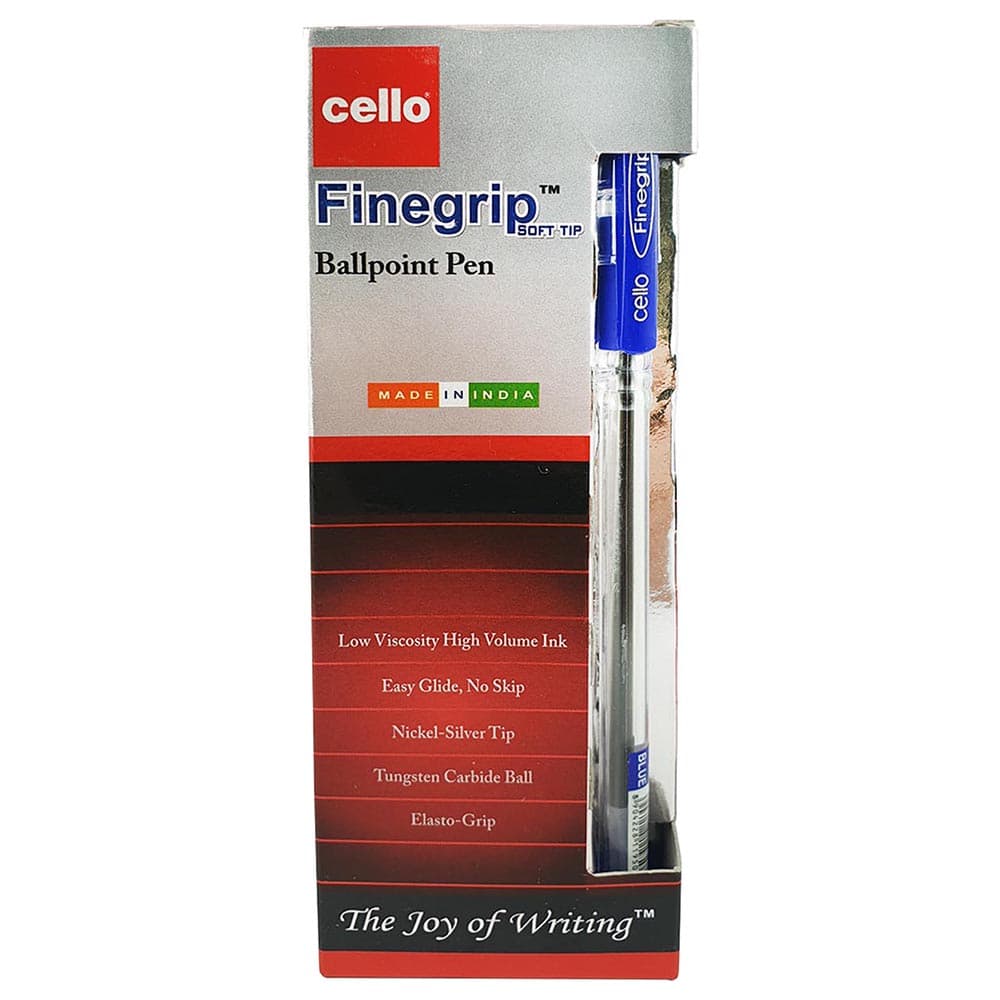Cello Fine Grip Ball Pen – 0.7mm Tip, Blue Ink (Pack of 12) – Smooth Writing, Comfortable Grip
