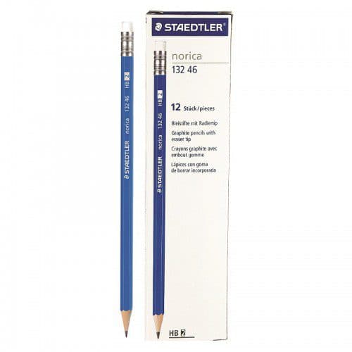 Staedtler Norica HB2 Pencils with Eraser – Premium Graphite Writing Pencils, Break-Resistant Lead – School, Office & Home (Pack of 12)