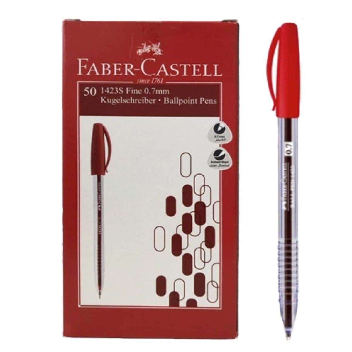 Faber Castell 1423- Ball Pen, 0.7mm, Red (Pack of 50)