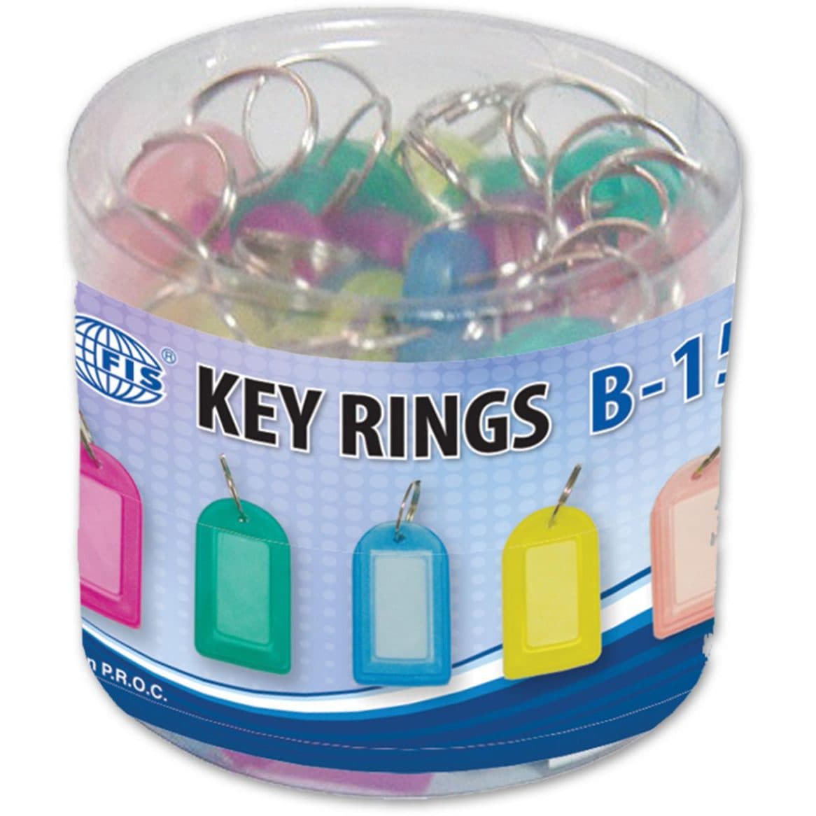 Key Ring, FSKCB-19, Plastic Hard , 63 x 25MM, Multicolor, PK25
