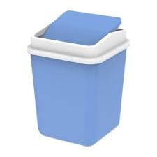 15L Swivel Waste Bin with Swing Lid – Desktop & Office Trash Can, Pearl Blue & Light Blue