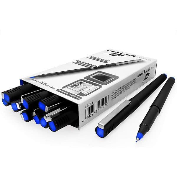 Uni ball UB-120 Micro, Rollerball Pen, 0.3mm, Blue (12 Pcs)