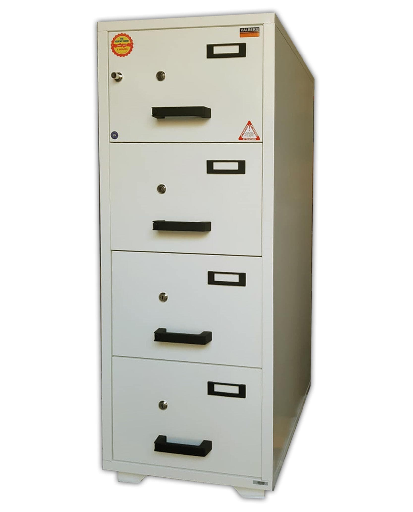 Valberg FC-4KKK Fire Resistant Filing Cabinet – 4 Drawers with Dual Key Locks | Secure Document Storage for Home & Office