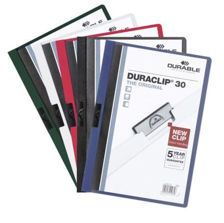 Durable Duraclip 30 A4 PVC Folder – Clear Front, 3mm Spine, Pack of 25 for Office & School
