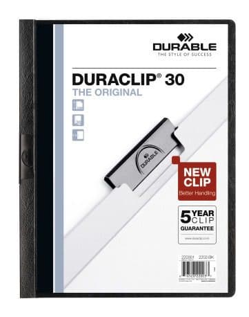 Durable Duraclip 30 A4 PVC Folder – Clear Front, 3mm Spine, Pack of 25 for Office & School 3