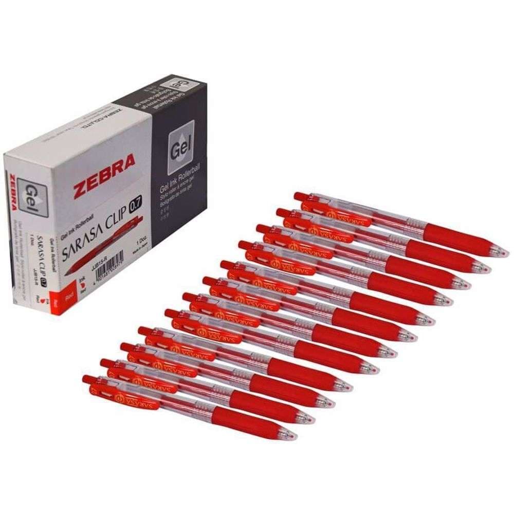 Zebra Sarasa- Rollerball Gel Ink Pen, 0.7mm, Red 1X10