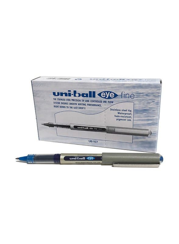 Uni-Ball UB-157 Eye Fine Rollerball Pen – 0.7mm Fine Tip, Blue Ink – Pack of 12 – Smooth, Waterproof & Fade-Resistant Writing for Office, School & Professional Use
