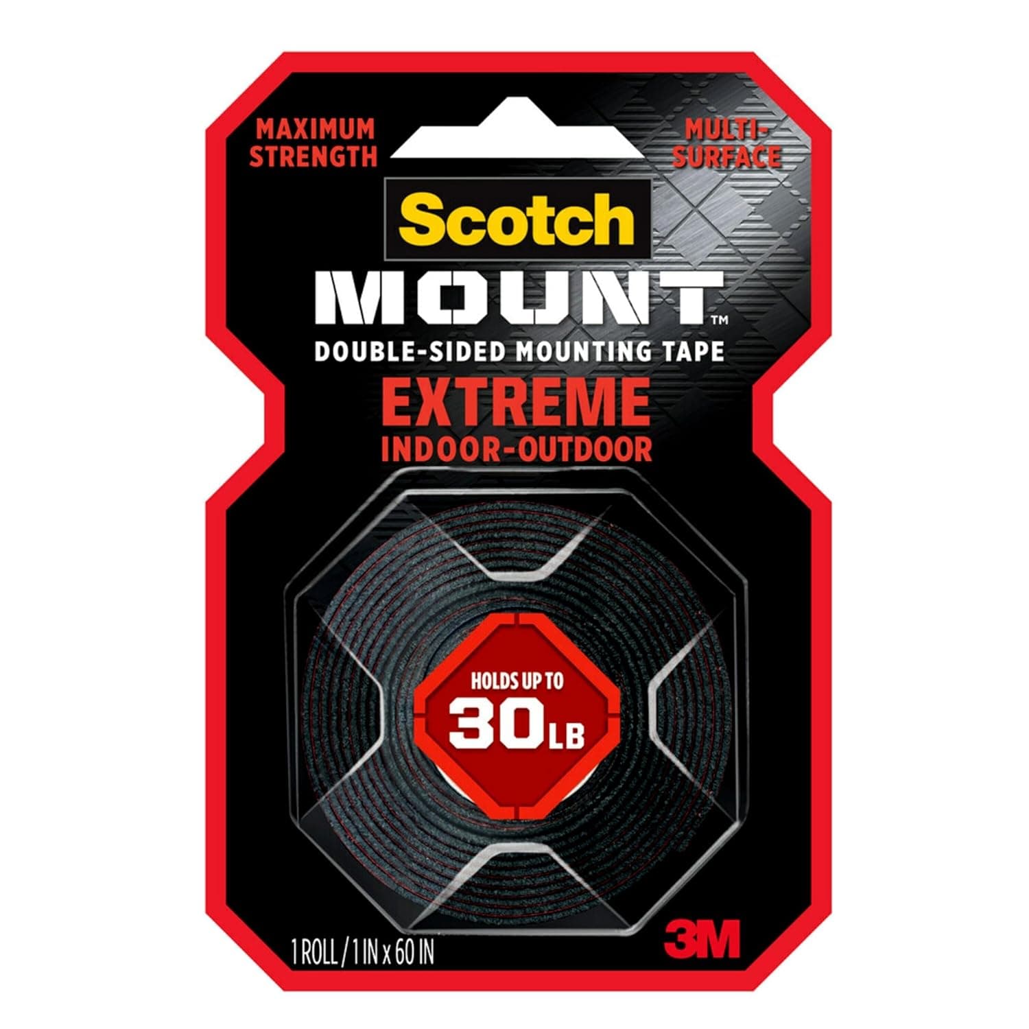 Scotch Mount Extreme Double-Sided Tape 3M 414H – 1″ x 60″ (25.4 mm x 1.52 m), Black 4