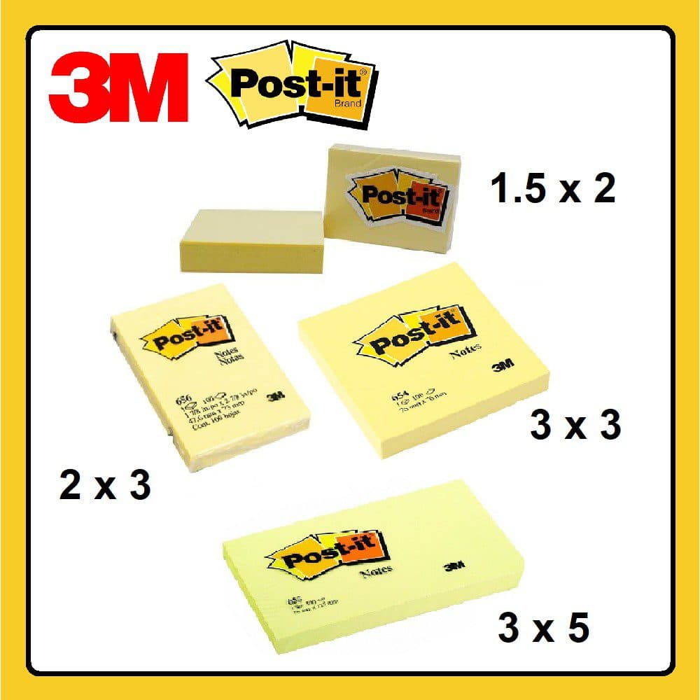 3M Post-it Notes 654, Yellow, 3×3 inches (76 × 76 mm), Pack of 12 – Sticky Notes for Office & School 2