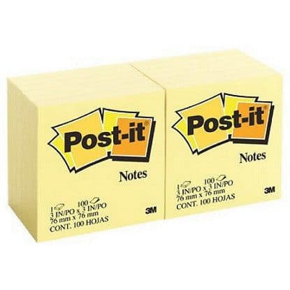 3M Post-it Notes 654, Yellow, 3×3 inches (76 × 76 mm), Pack of 12 – Sticky Notes for Office & School 3