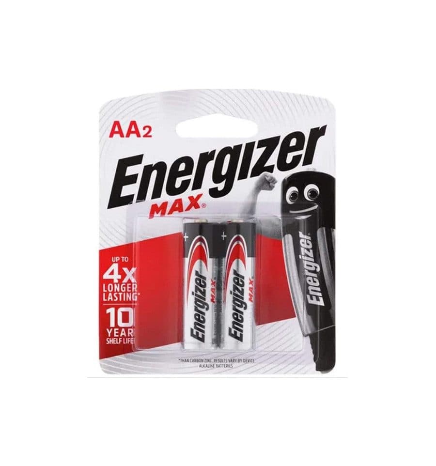 Energizer Max AA Alkaline Batteries – E91BP2, 1.5V – Pack of 2 Long-Lasting, Leak-Resistant Batteries for Household & Office Devices