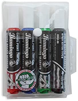 Whiteboard Marker Set Flamingo – Assorted 4 Color Pack – Bold Ink, Chisel Tip, Low-Odor – Smooth & Erasable Writing for Office, Classroom & Home Use