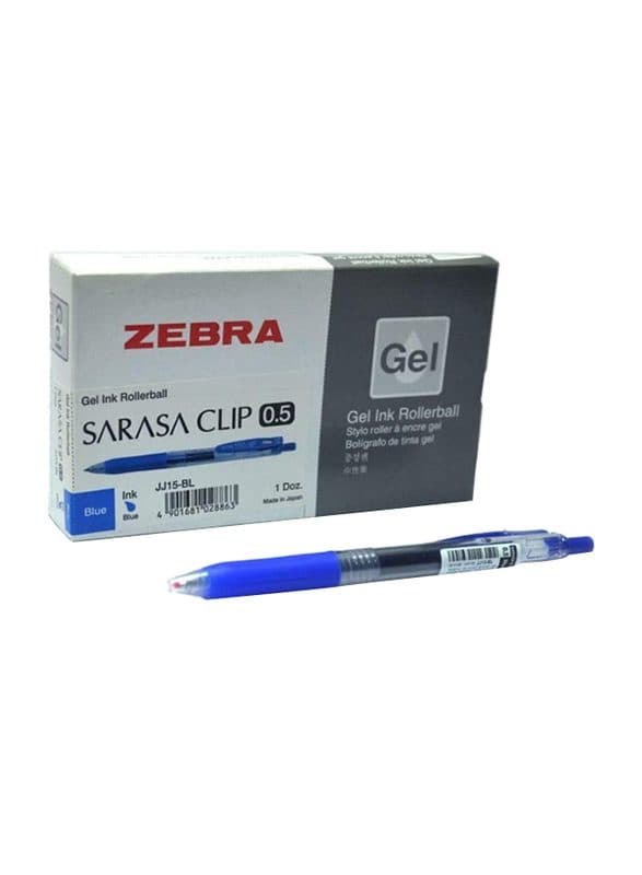Zebra Sarasa- Rollerball Gel Ink Pen, 0.5mm, Blue 1X10