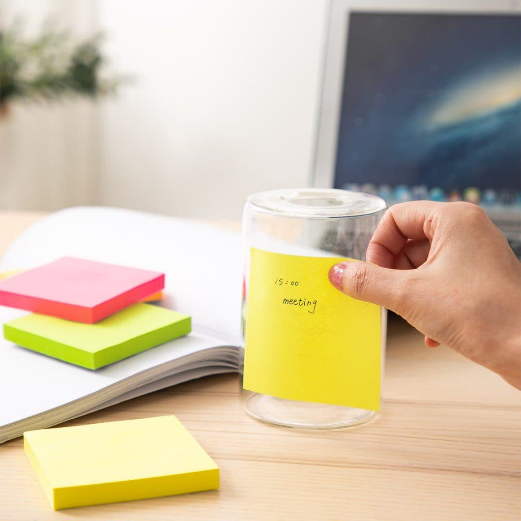Deli Sticky Note Neon 4 Color Cube EA03003, 3×3 inches (76×76 mm) – Office & School Sticky Notes 2