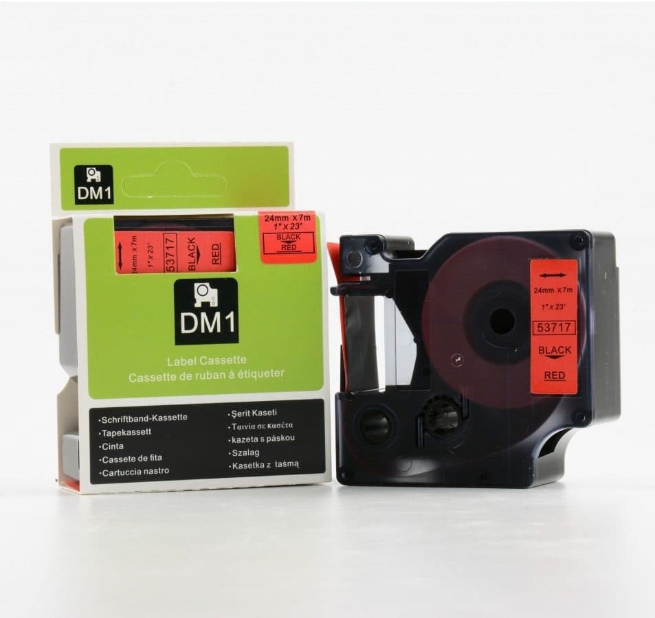 Dymo D1 53717 Labeling Tape – 24mm x 7m – Black on Red Durable Label Tape for LabelManager Printers 2