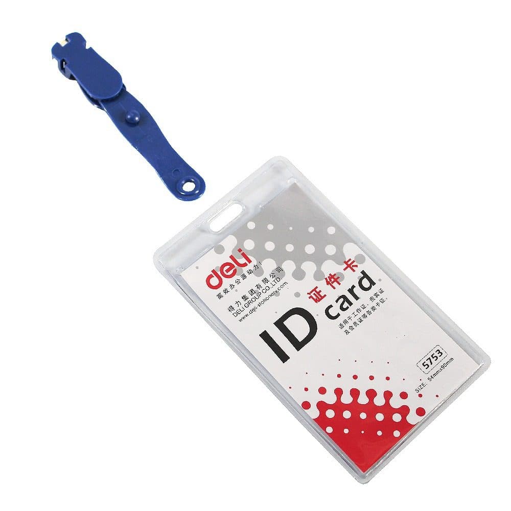 Deli 5753 Transparent ID Card Holder – 90 x 54mm, Pack of 50