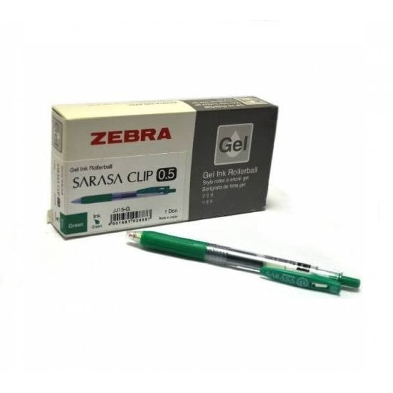 Zebra Sarasa- Rollerball Gel Ink Pen, 0.5mm, Green 1X10