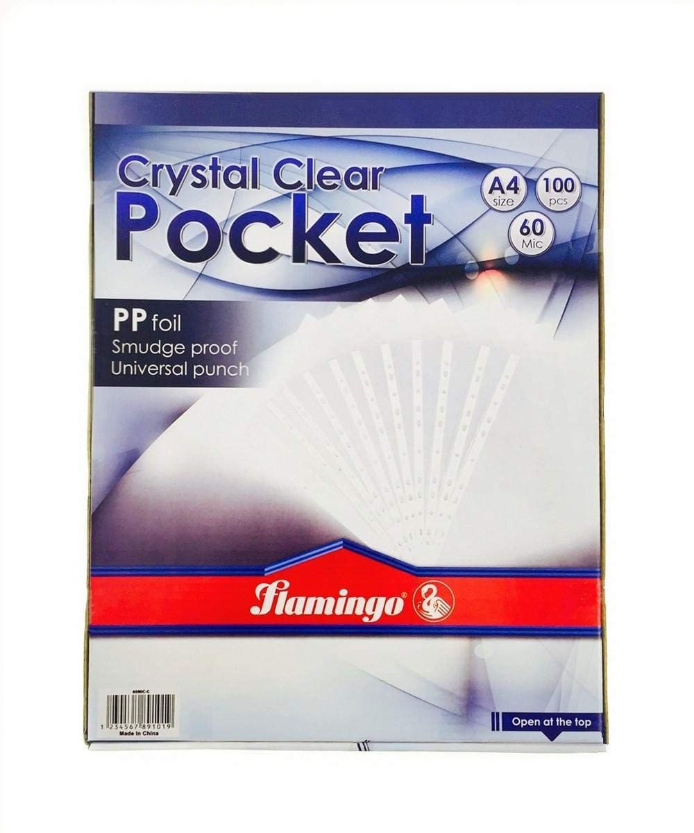 A4 Punched Reinforced Pockets – 60 Micron – Pack of 100 – Durable Document Protection