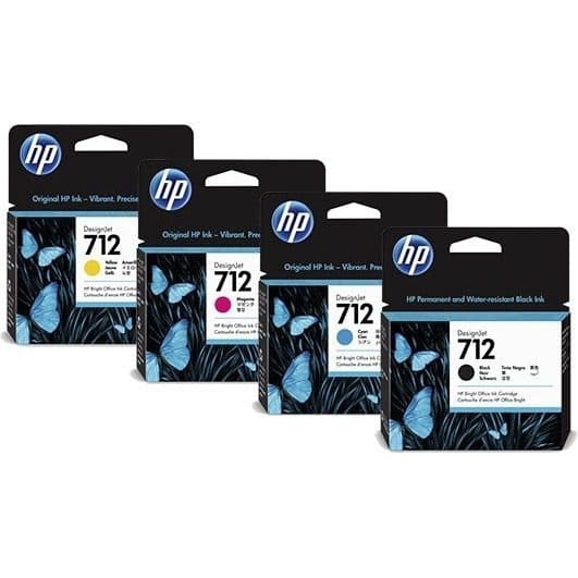 HP 712 Ink Cartridges 4-Color Set – Original for HP DesignJet T210/T230 ...