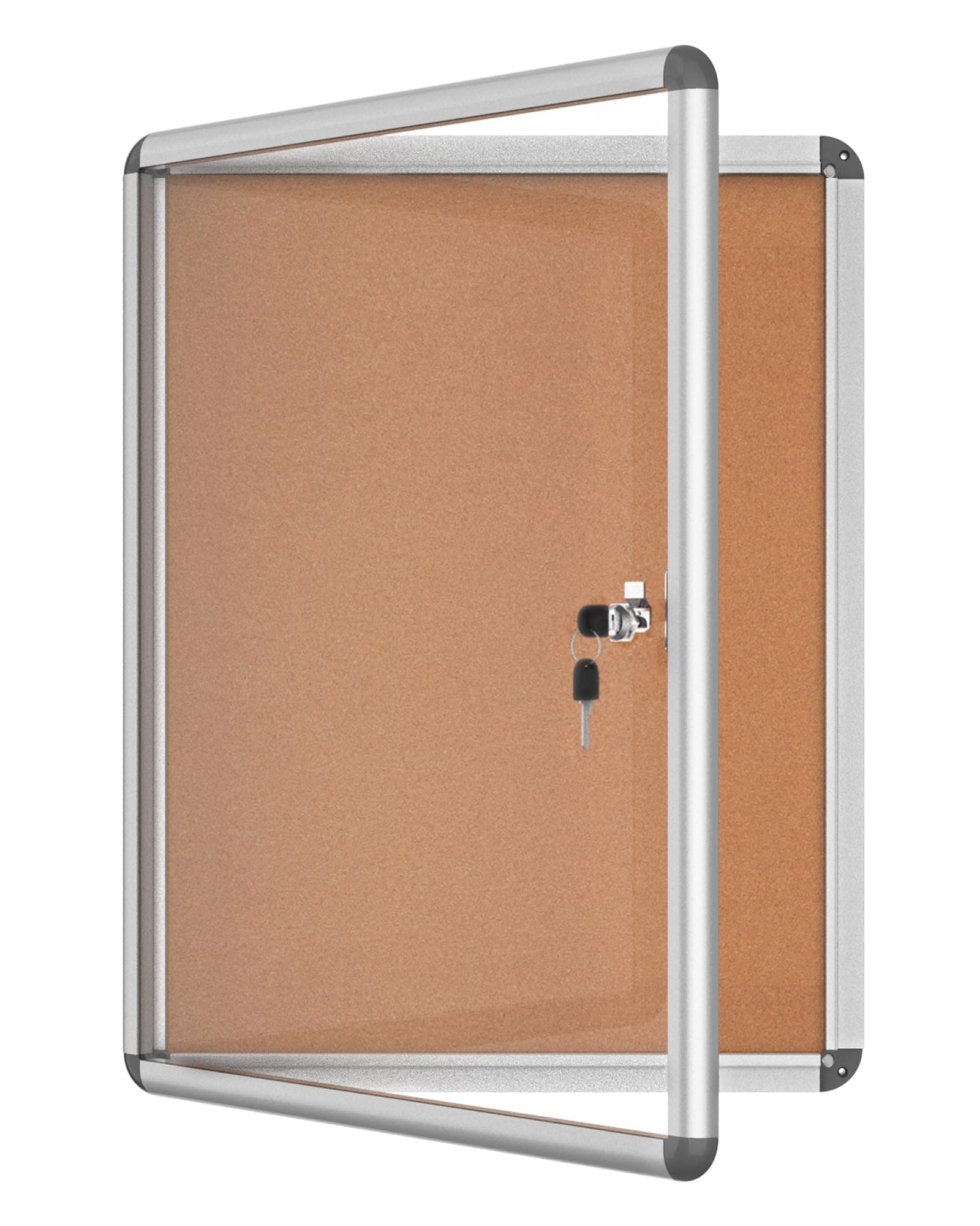 Lockable Cork Notice Board, 50 × 67.4 cm [4 × A4] – Wall-Mount Enclosed Bulletin Board with Locking Acrylic Door for Office, School & Public Display