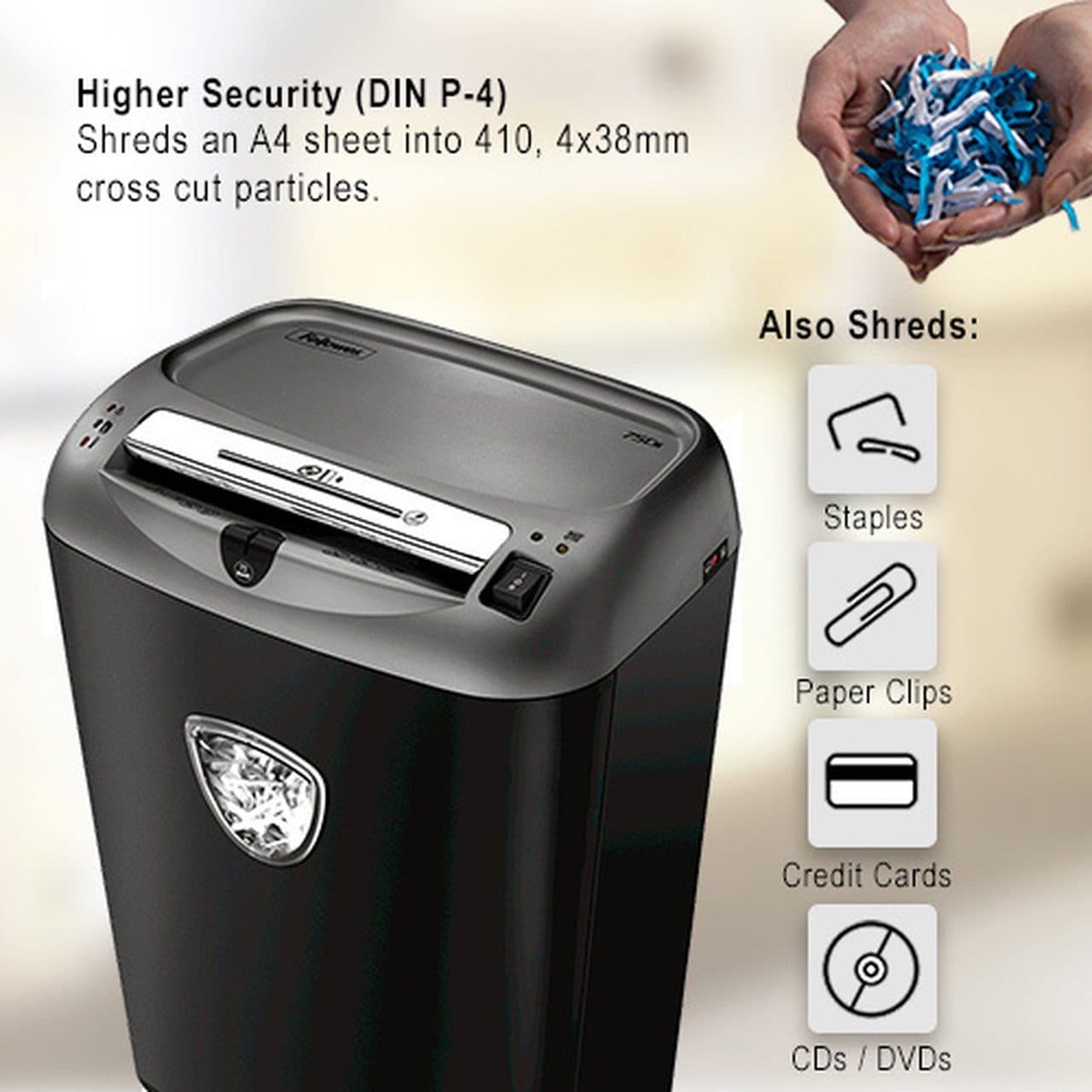 Fellowes 75CS Powershred Medium Duty Cross-Cut Shredder – 12 Sheets, P-4 Security, Jam Proof 2