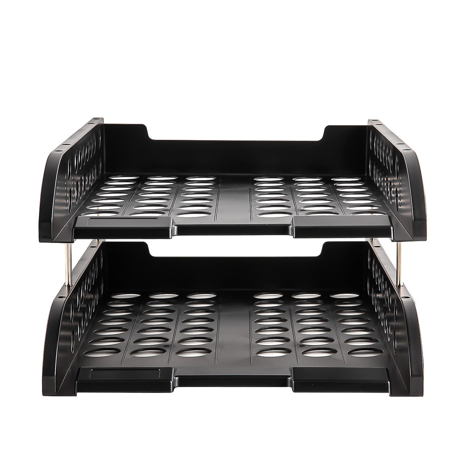 Deli 9216 2-Tier Plastic Document Tray – Stackable Letter & A4 File Organizer (Black or Gray) 2
