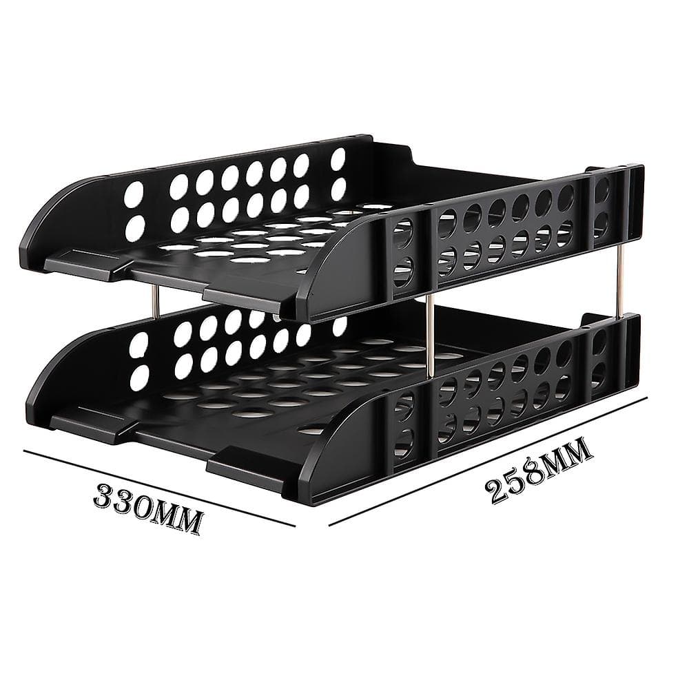 Deli 9216 2-Tier Plastic Document Tray – Stackable Letter & A4 File Organizer (Black or Gray) 3