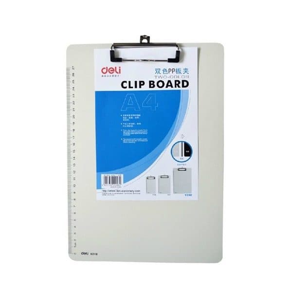 Deli E9248 A4 Clipboard – Single-Sided Pressure Clip, PVC with Measurement – Durable Document Holder