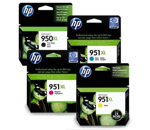 HP 950 XL / 951 XL High Capacity Ink Cartridge 4-Color Set – Black, Cyan, Magenta, Yellow for HP OfficeJet Pro 8610