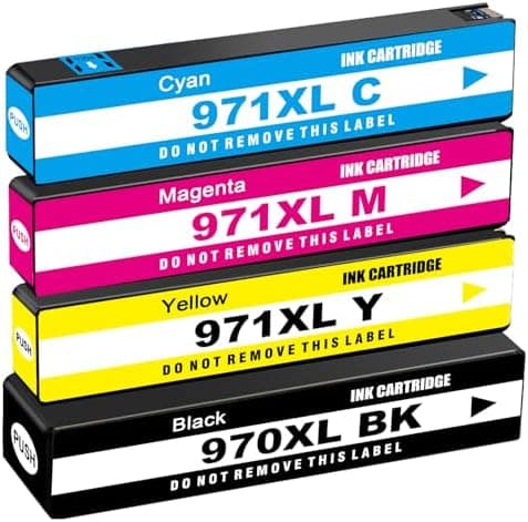 Compatible Replacement for HP 970XL/971XL Ink Cartridges – Upgraded Chip, 4-Color Pack (Black, Cyan, Magenta, Yellow)