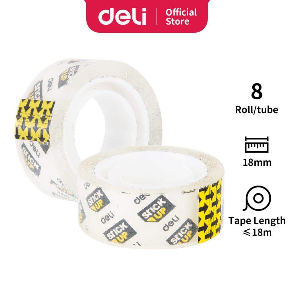 Deli Cello Tape Clear 3/4 – 8 Rolls Pack | 18mm x 36 YDS, Strong Adhesive Tape for Office, School & Crafts