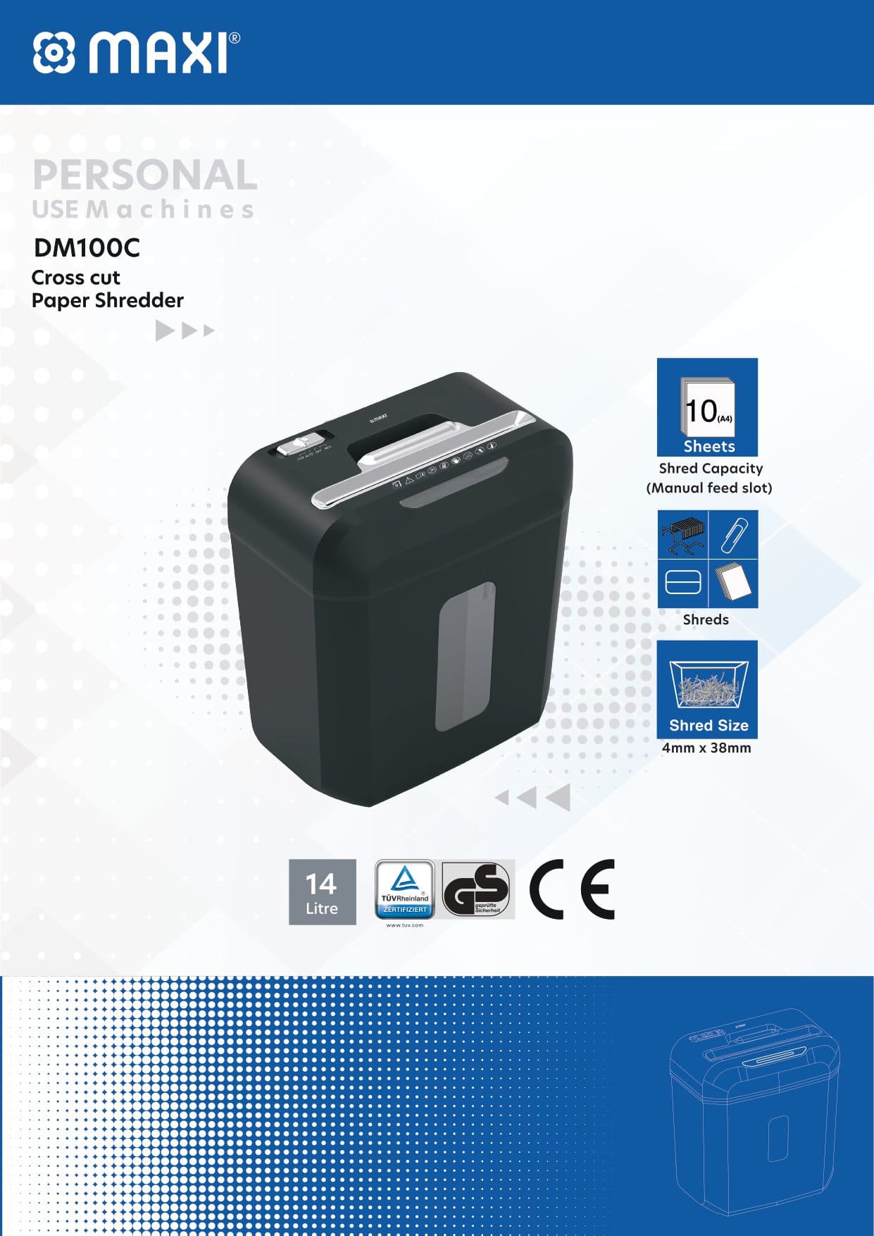 Maxi Cross Cut Shredder | DM100C | 10-Sheet Cross-Cut 2