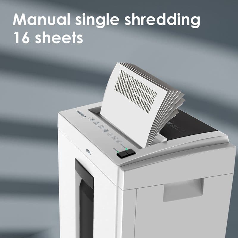 Deli ET053 Cross-Cut Paper Shredder – 16 Sheet Capacity, 23 L Bin, 10-Min Run Time, P-4 Security 3