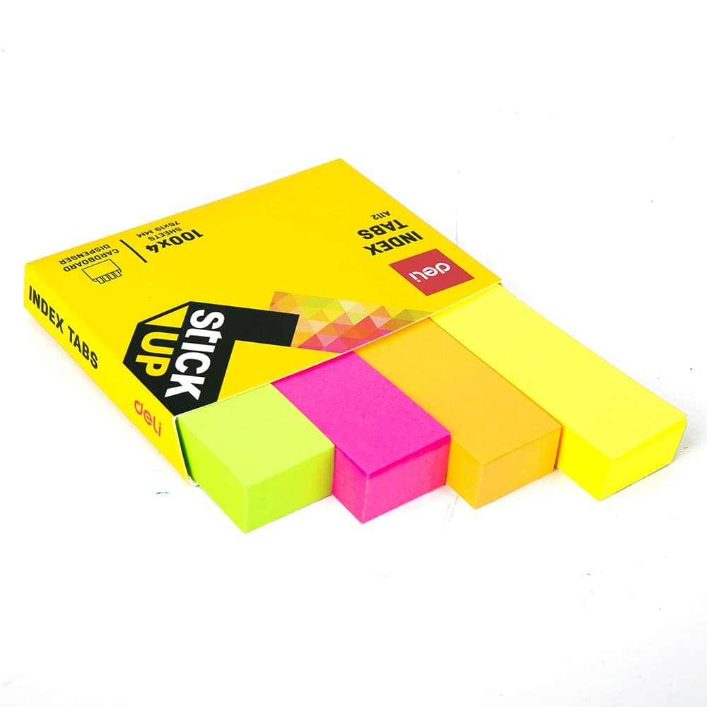 Deli A112 Index Tabs, 50×12 mm, 4 Colors, 100 Sheets per Color – Office ...