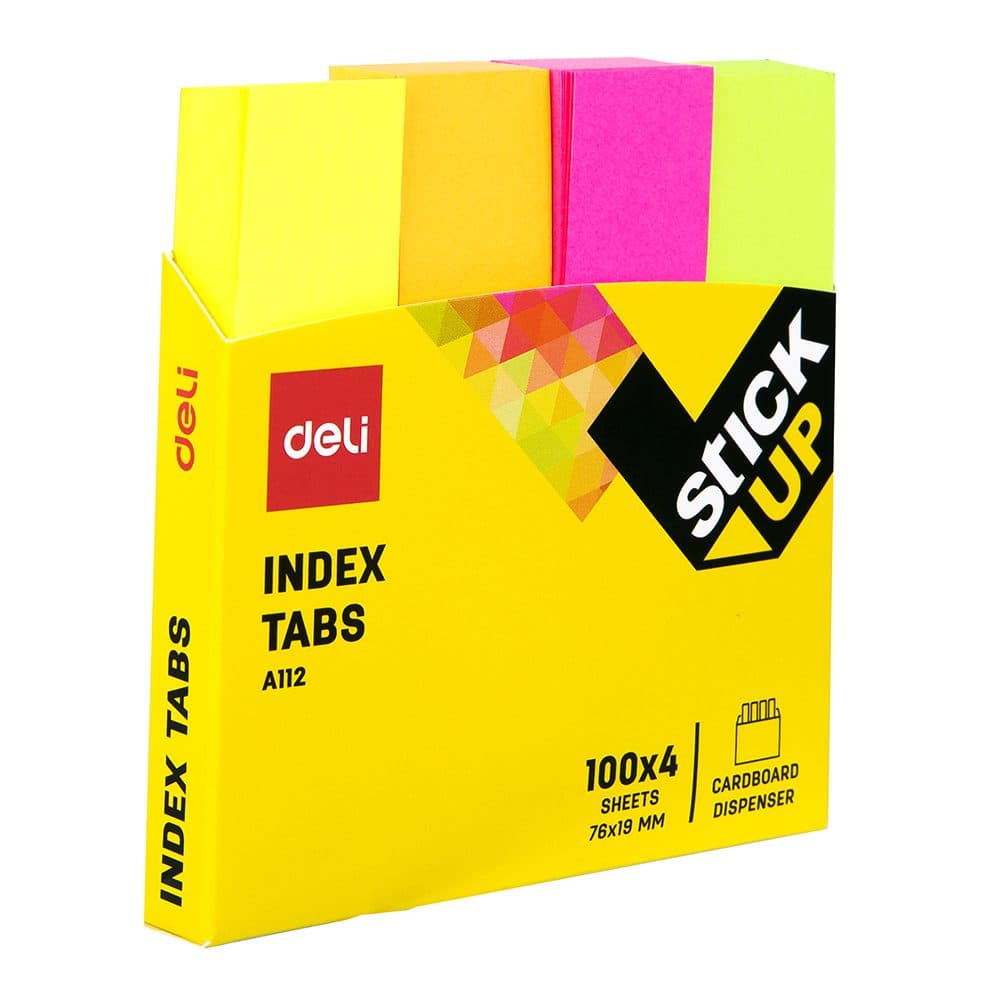 Deli A112 Index Tabs, 50×12 mm, 4 Colors, 100 Sheets per Color – Office ...