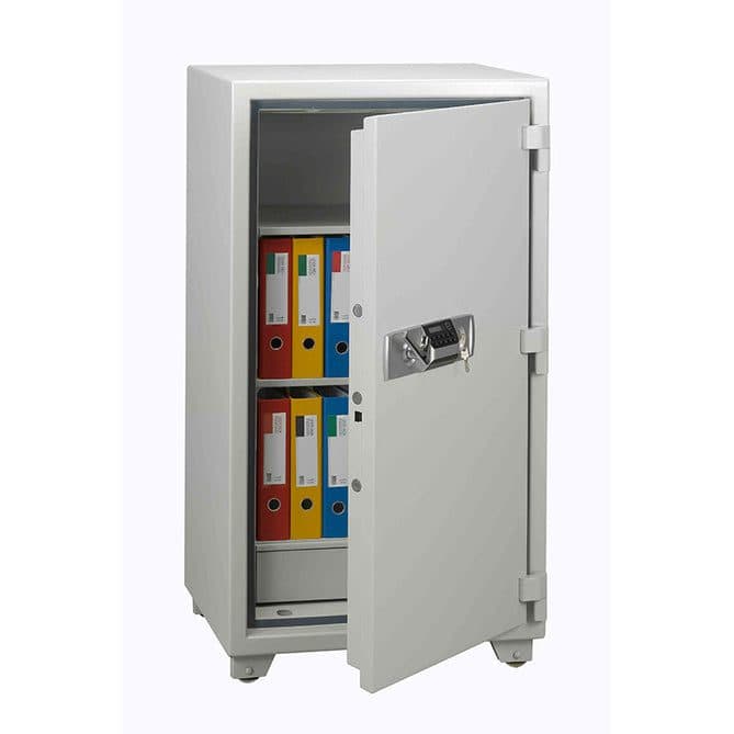 Eagle Safe ES-200 Fire Resistant Digital Safe with Key Lock – Compact Home & Office Security, Grey