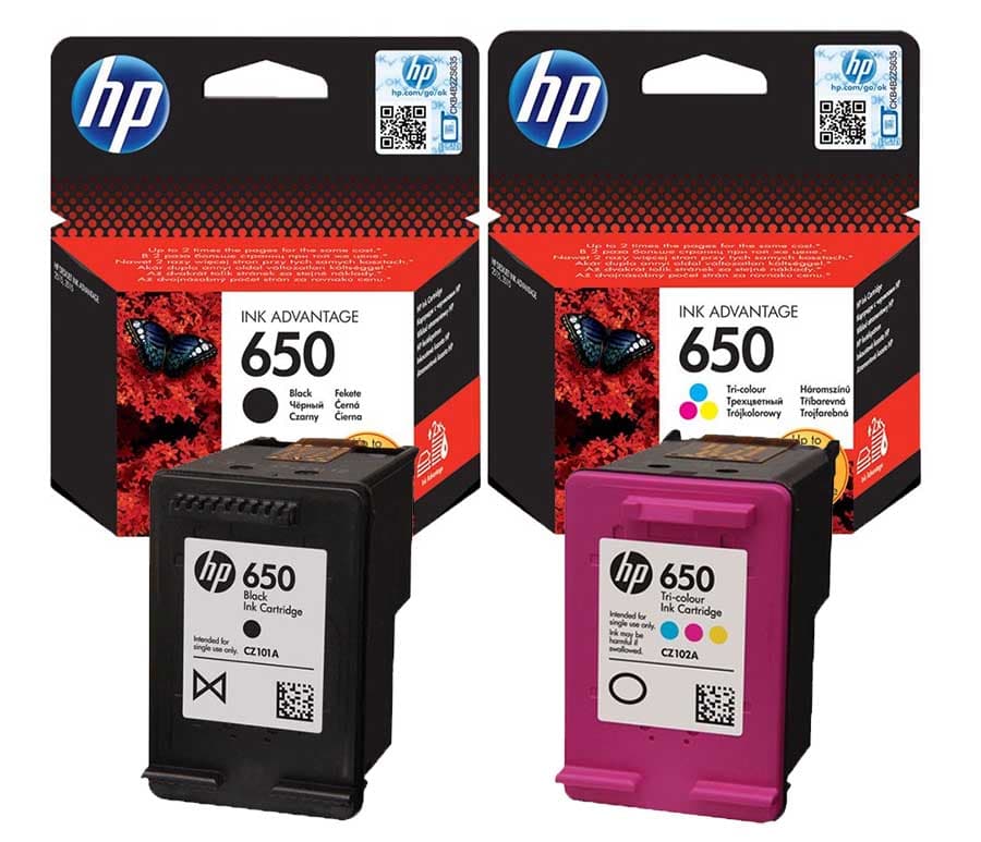 HP 650 & 650 Color Ink Cartridge Set – Black & Tricolor | Original HP DeskJet Ink for Crisp, Vibrant Prints