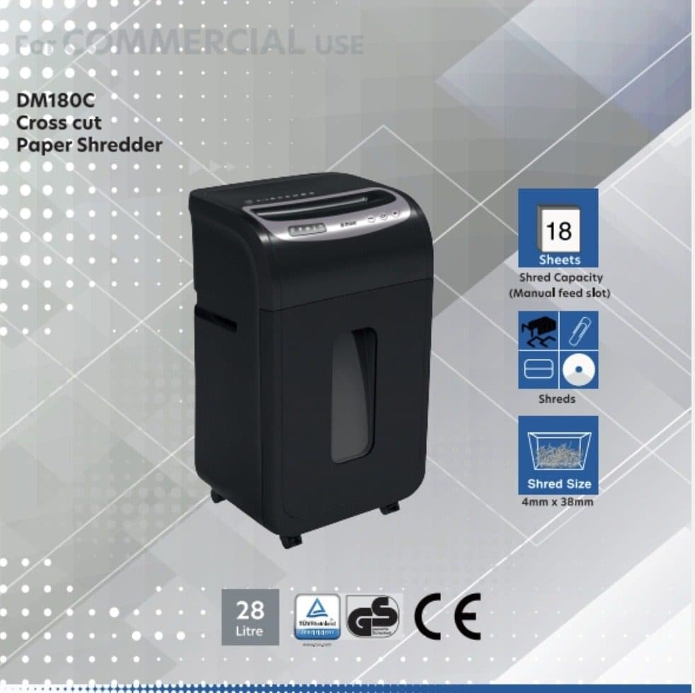Maxi Paper Shredder DM180c 18-Sheet Cross-Cut, 28 Litres Shredder Machine 2