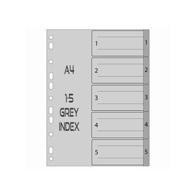 PVC Index Divider – A4 Size, Gray Tabs – Durable File Separator