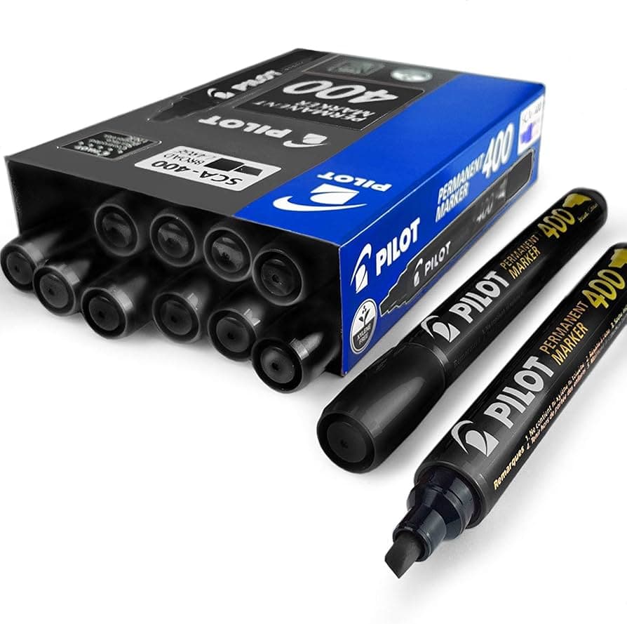 Pilot Permanent Marker SCA-400 – Black, Broad Chisel Tip, Pack of 12