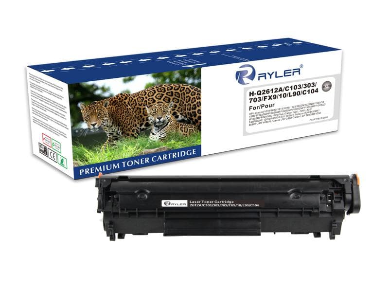 Compatible HP Q2612A / 12A – Canon FX9, FX10, CRG 103, 104, 703 Black Toner Cartridge – High Yield Replacement