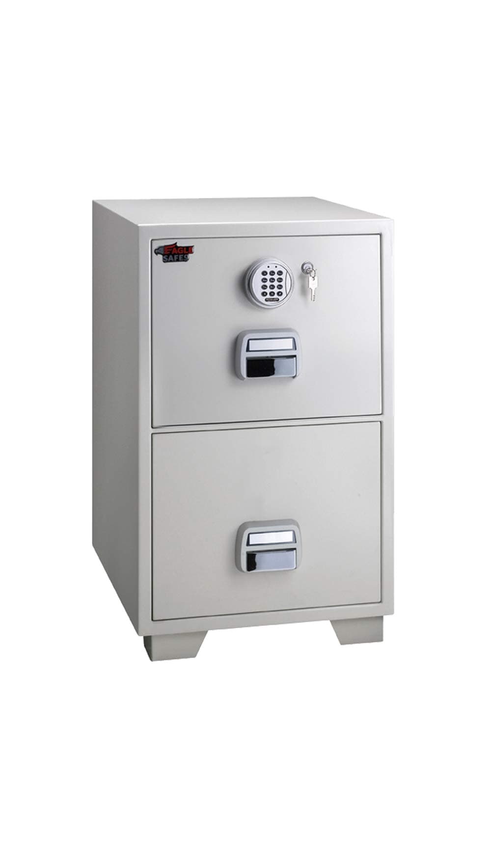 Eagle SF-680 2EKX Fire Resistant Filing Cabinet – 2-Drawer, 90-Min Fire Rated, Dual Electronic + Key Lock, High-Capacity Document Safe, Grey