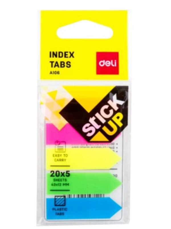 Deli Index Tabs EA10602, 43×12 mm – Removable Document Markers for Office & School