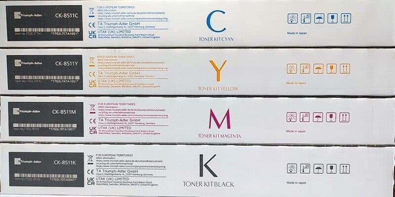 Triumph Adler / Utax CK-8511 Toner Cartridge Set – Black, Cyan, Magenta, Yellow | Genuine High-Yield Toner for Precision Colour Printing